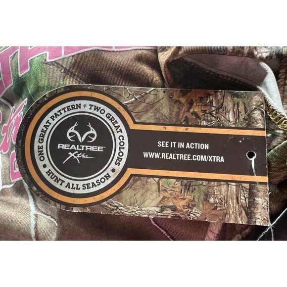 Realtree Womens Camo T-Shirt L/G Pink Logo Polyester Crew Neck Hunting Tee - Picture 3 of 13